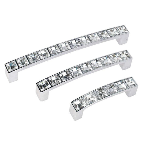 Decorative Crystal Glass Rhinestone Cabinet Pulls 4 Inch Overall Length With 3.8 Inch Center To Center Zinc Alloy 10 Pack Includes 40 Screws