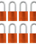 Orange Lockout Tagout Padlock Set With 1.5 Inch Shackle 12 Pack Keyed Alike 12 Padlocks With 24 Keys Lightweight Aluminum Body OSHA Compliant