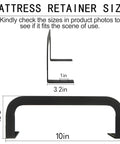 Ditch The Daily Slide, Keep Your Mattress Locked Down With These Heavy Duty Retainer Bars showing black metal size specifications.