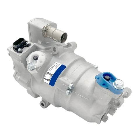 Electric AC Compressor B30EV ETS34GYBGAA with reinforced steel housing for quick swap and efficient cabin air cooling.