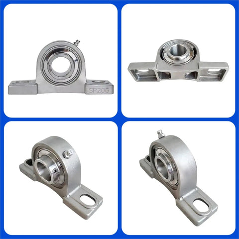 Baller Grade 304 Stainless Steel Pillow Block Bearing Single Shaft Spherical Roller Housing SUCP206 Vertical Seat Package, multi-angle views.