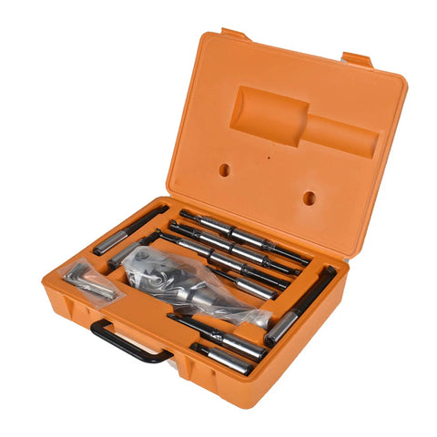 12 Piece Pro Grade Carbide Boring Bar Milling Set With 3 Inch Boring Head R8 Shank in orange storage case