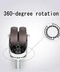 Silent Smooth Cruising Swivel Caster Wheels With Solid Stainless Brackets M12x25mm Threaded Stem showing 360-degree rotation mechanism.