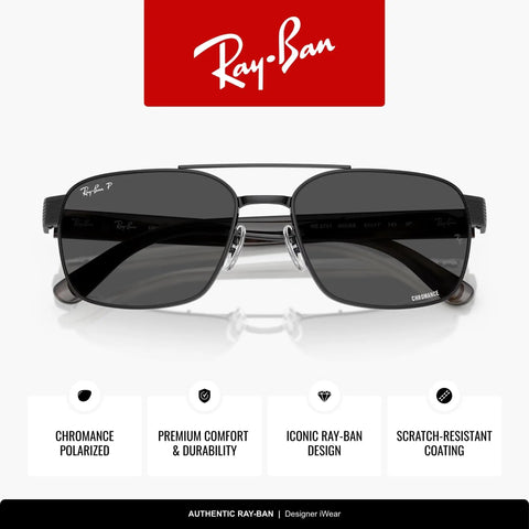 XX-Large Oversized Square Black Sunnies With Polarized Grey Chromance Lenses For Wide Faces 61mm Lens Width 141mm Hinge To Hinge UV Protection And All Day Comfort, displayed on a white surface with brand logo above.