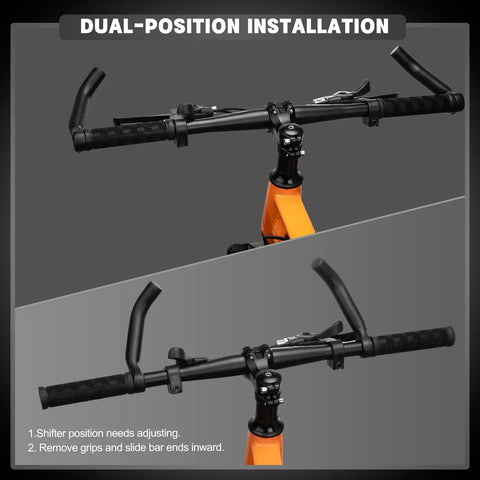 Dual-position installation of Upgraded Ergonomic Bike Bar Ends Extension For 21.5 To 22.2 Mm Handlebars Aluminum Alloy