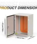 Product dimensions showing Beefy Steel Enclosure Box 16 X 12 X 8 Inches IP66 Waterproof Dustproof Electrical Junction Cabinet