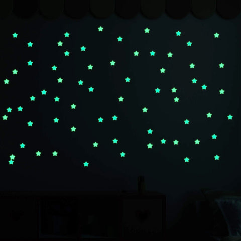 Glow In The Dark Luminous Star Wall Decals Set 100 Multicolor Pieces For Kids Room Nursery And Ceiling Decor Easy Peel And Stick Lit Night Sky Glow In The Dark Wall Stickers For Bedroom glowing on wall
