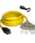 25 Foot L14-30P To Four 5-20R Beefed Up Generator Extension Power Cord For 30 Amp 125/250V, yellow 10 Gauge SJTW cable