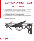Combination Square Set With Square, Center And Reversible Protractor Head And Blade, 12 Inch Blade, Cast Iron Heads