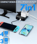 Outdoor Weatherproof Power Strip With 4 Wide Outlets And 3 USB Ports 10Ft Extension Cord Wall Mountable Surge Protector