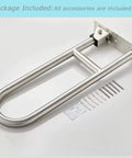 Flip Up Toilet Grab Bar 31.5 Inch Stainless Steel Wall Mounted Safety Bar with included installation accessories