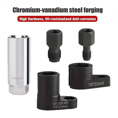 Heavy Duty Oxygen Sensor Wrench Socket Kit With Cutout Design For Effortless O2 Removal And Installation Locking Grip Knocks Out Rusty Bolts Like A Weekend Boss Fix Your Car At Home - assorted sockets made from chromium-vanadium steel.
