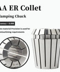 High Precision ER Collet Chuck For CNC Engraving Spindle With 0.005mm Accuracy And Slip-Resistant Clamp For Durable Heavy Duty Machining Tasks, close-up view of clamping end.