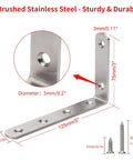 Heavy Duty Beefy Stainless Steel Shelf Brackets Pack Of Four For 5X3 Inch Right Angle Corner Supports 35lb Per Pair Capacity