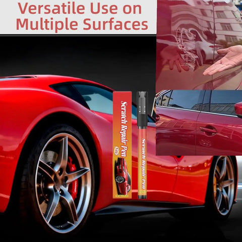 2 Pack Car Scratch Removal Pen And Auto Paint Repair Brush Kit For All Colors Clear Finish Touch Up Paint shown on red car