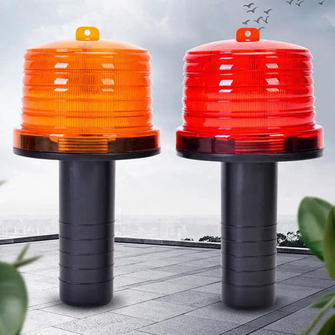 Solar Warning Light Waterproof LED Safety Beacon With Switch Mega Bright Solar Powered For Construction Traffic Yellow Red