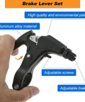 Close-up of black aluminum alloy brake lever from V Type Bike Brake Set 6PCS For Road And MTB Bicycles, emphasizing features.
