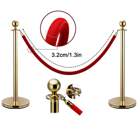 Premium Velvet Queue Rope With Solid Gold Hooks For Dead Simple Crowd Control And Smooth Line Sorting At Hotels Banks And VIP Areas Crafted With A Chunky Foam Core Inside