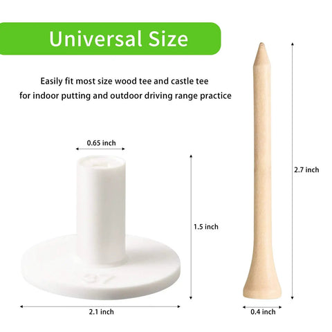 10 Pack Rubber Tee Holders And Bamboo Tees For Golf Practice Indoor Outdoor Driving Range Mat Setup 1.5 Inch Tee Size Diagram