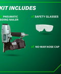 Kit includes Pro Grade Coil Siding Nailer for Sheathing Decking and Fencing with 15 Degree Plastic Collated and 16 Degree Wire Nails