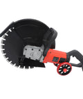 Heavy Duty 16 Inch Electric Concrete Saw With 4000 Watt Copper Motor, featuring blade, handle, and rolling base for masonry cuts.