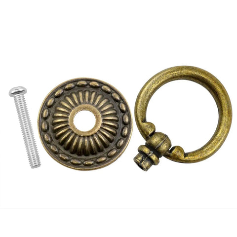 Vintage European Copper Cabinet Knob Set for Drawers and Dressers Retro Radiating Dot Ring Design Cool Vintage Look 1.4 X 1 Inch