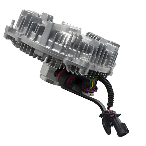 Heavy Duty Radiator Fan Clutch For Ram 2500 3500 4500 5500 6.7L Diesel 2013 2018 showing aluminum design and electrical connector.