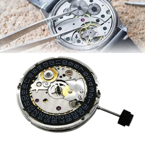 High Precision Automatic Mechanical Watch Movement 2824 2 Replacement Part With Black Calendar At 3 O Clock metal gears