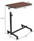 Smooth Rollin Mobile Adjustable Height Portable Computer Desk With Lockable Casters For Top Tier Home Office Standing Laptop Workstation Dark Wood Finish with adjustable height and rolling design.