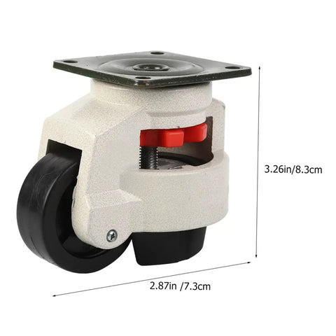 Heavy Duty Swivel Casters With Adjustable Leveling Feet And Smooth Rolling Steel Plate Wheels designed for home furniture, 3.26in height.