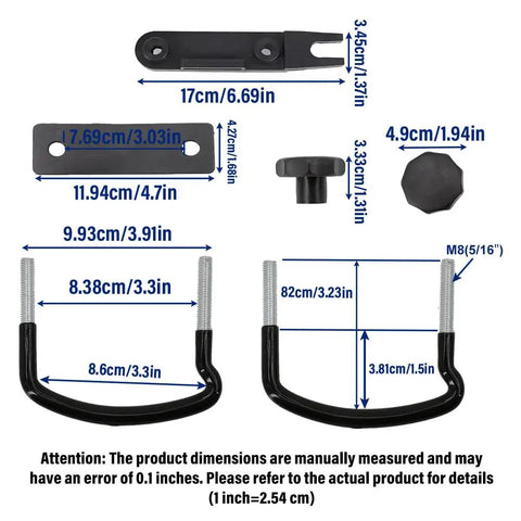 Universal Roof Rack U Bolt Clamps And Stainless Steel U Brackets Installation Kit For Cars And Trucks 85mm Inner Width dimension diagram