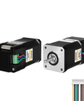 YEJMKJ Nema 17 closed-loop stepper motors with integrated drivers, pair; black housings, green terminal blocks.