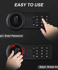 Instructions on using keypad for Compact Fireproof And Waterproof Boss Grade Safe Box With Keypad For Home Office And Hotel Use.