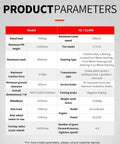 All Terrain 4WD Telehandler Workhorse product parameters chart with specifications like rated load 4000kg, max lift height 13500mm