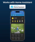 Smartphone displaying Home Assistant interface for security camera integration.
