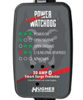 Bluetooth Enabled 30 Amp Surge Protector for RV and Coach, 3,000 Joules, front view with LED indicators and brand logo