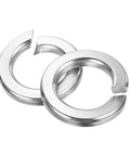 Two 1 Inch Split Lock Washer Set 5 Pieces 304 Stainless Steel Spring Lock Washers for Screws and Bolts close-up view