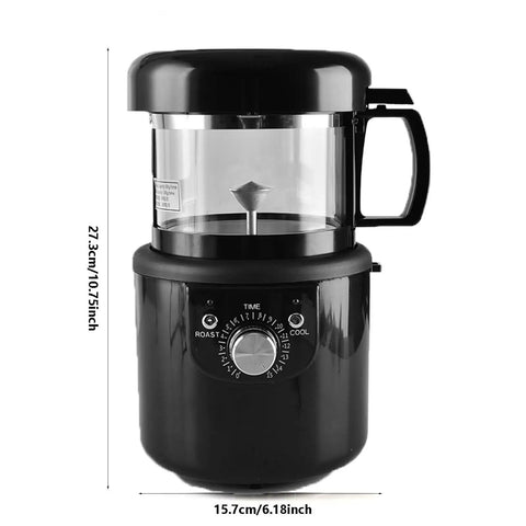 Electric Coffee Bean Roaster With Dual Roast And Cool Functions Automatic Hot Air Burner For Fresh Morning Brews, 27.3cm height.