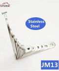 10 Pack 3mm Stainless Steel Corner Brace Brackets Heavy Duty L Shaped Angle Supports With Satin Finish stacked on white background.