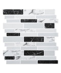 Thick 2mm To 2.5mm Peel And Stick Marble Backsplash Tiles 12x12 10 Pack With 3x Stronger Adhesive shown in black and white design.