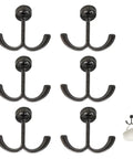 Six Piece Crown Wall Hooks Set Zinc Alloy For Living Room, Office, And Bedroom, Double hooks in zinc alloy with mug hanging
