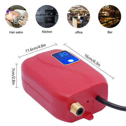 3000W Electric Mini Tank Water Heater Under Sink Real Quick Hot Water Solution For RV Camper Kitchen Easy Wall Or Floor Mount Setup Digital Temp Control 68 To 122F Sweet Spot For Point Of Use Needs with digital display and connection port