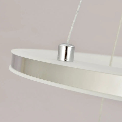 Detail of Nature White LED Acrylic Pendant Light Fixture With Three Ring Design for Dining Room and Kitchen Island