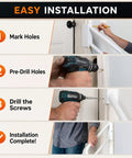Steps for installing Heavy Duty Steel Jamb Mount Grab Bar For Front Porch Steps And Decks with tools for easy setup.