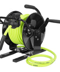Portable Manual Open Face Air Hose Reel For Easy Winding No-Tangle 3/8 Inch By 50 Feet Heavy Duty Yet Lightweight Hybrid Construction