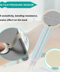 Thin Film Pressure Sensor FSR402 for DIY Arduino Projects with connecting cable, close-up view of sensor and hand placement.