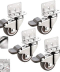 Set of four 2 Inch TPE Rubber Caster Wheels With 360 Swivel Rollers And Safety Brakes for smooth movement.