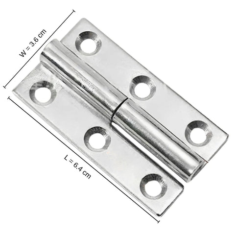 Stainless Steel Lift Off Hinges Set, 2.5 Inch Removable Cabinet Door Hardware, close-up of hinge with dimensions, 304 grade