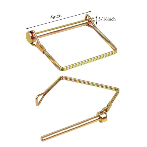 10 Pack 5/16 Inch Trailer Coupler Wire Lock Pins Gold, 4 Inch Long, Heavy Duty Zinc Plated Carbon Steel Trailer Hitch Pins Built Tough For Secure Towing, Rust Resistant, Durable Quick Pin Locks