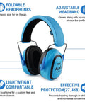 Kid Friendly Ear Protection Earmuffs For Toddlers And Children, Adjustable Comfort Fit, Noise Cancelling Headphones, Blue, SNR 27.4dB